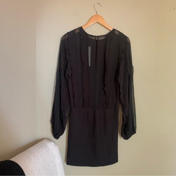 Zara Ruffled Mesh Mini Dress Black Size Small NWT Sheer witchy Grunge gothic - Picture 6 of 9